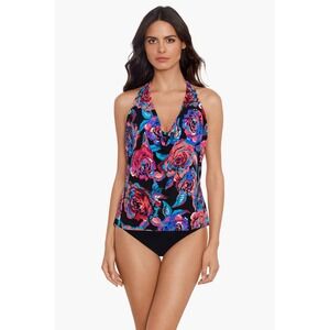Magicsuit Sophie Tankini Top Sonic Blooms Floral Cowl Neck Underwire Size 10 NEW